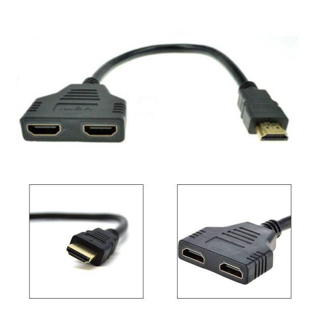 1080P HDMI Port Male to 2 Female 1 In 2 Out Splitter Cable Adapter Converter