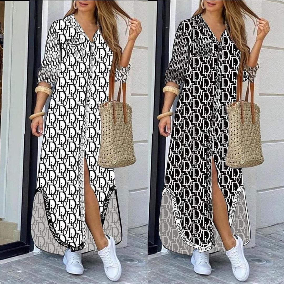 White and black dress