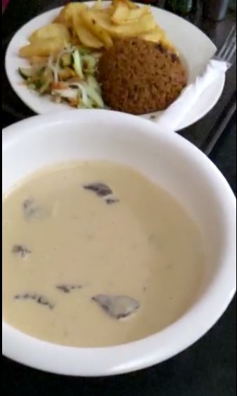 Beef Stroganoff served with chips